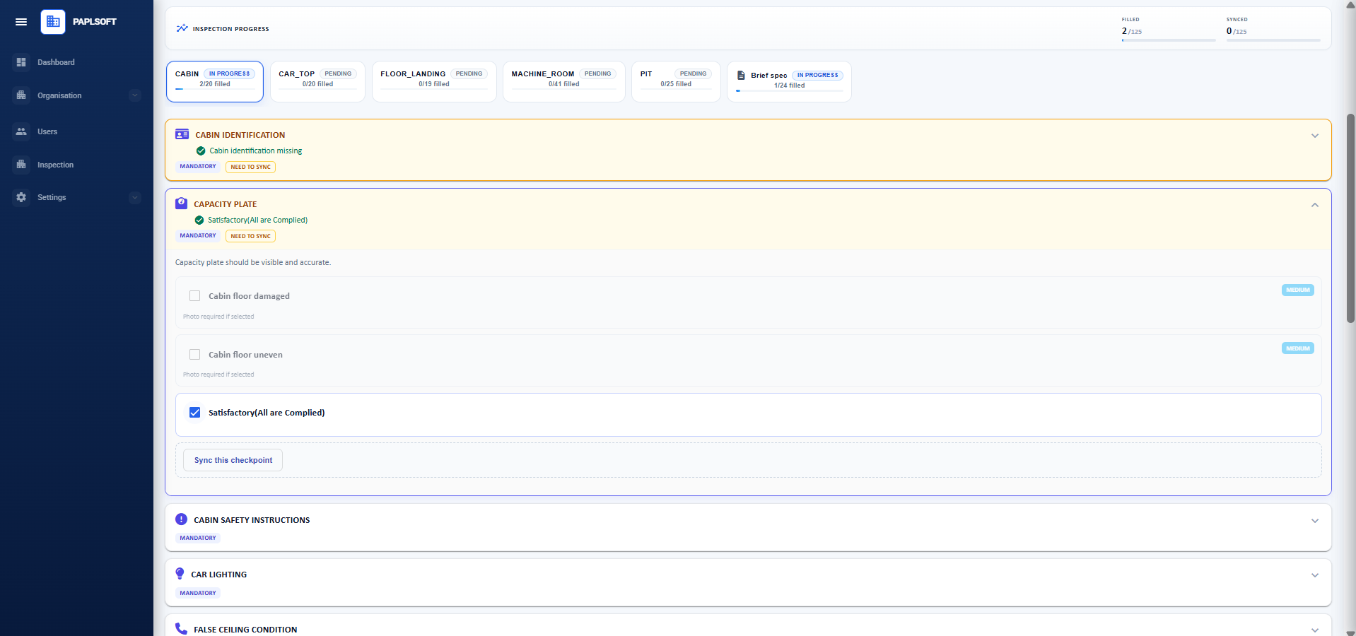 Two checkpoints showing SYNCED status in green